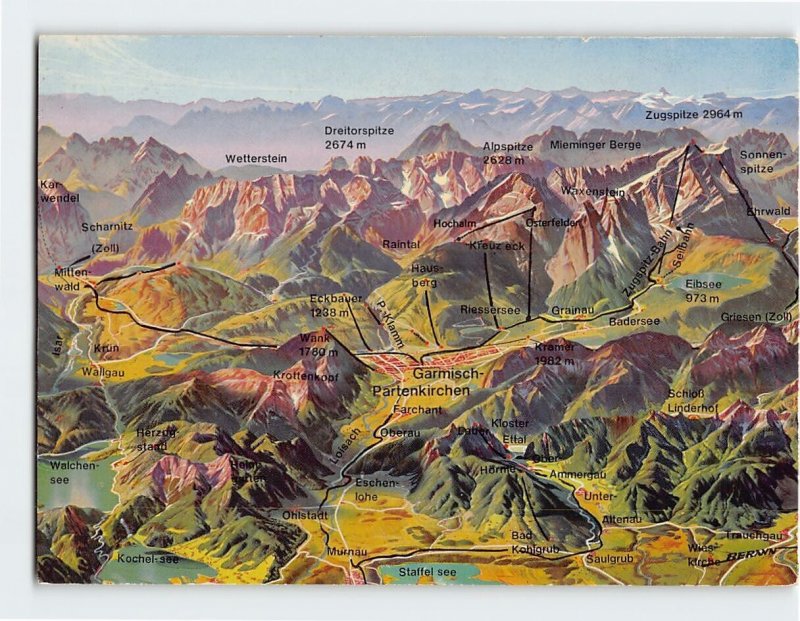 Postcard Panorama: Werdenfelser Land, Garmisch-Partenkirchen, Germany