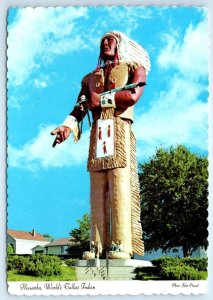 IRONWOOD, Michigan MI ~ World's Tallest Indian HIAWATHA c1970s ~ 4x6 Postcard