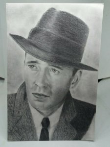 Humphrey Bogart Vintage Sketch Drawing Art Modern Size  Postcard by Ann Miller