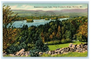 1951 Pennesseewassee Lake from Crochet's Ridge, Norway Maine ME Posted Postcard