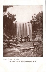 USA Minnehaha Falls in 1860 Minneapolis Minnesota Vintage Postcard 09.45