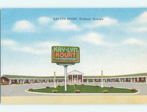 Unused 1950's KAY-LYN COURT MOTEL Richland Georgia GA s4196