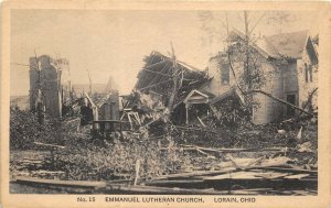 Lorain Ohio c1924 Postcard Tornado Disaster Emmanuel Lutheran Church