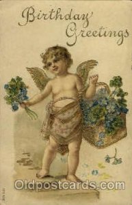 Birthday Greetings Angels , 1909 light crease left top corner, light corner w...