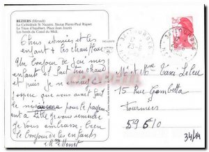 Postcard Modern Herault Beziers Cathedrale St Nazaire Statue Pierre Paul Riqu...