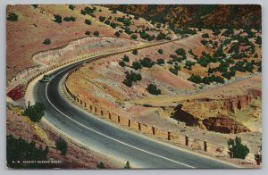 Tajeras Canyon New Mexico~Hwy US 66 Through Canyon~Vintage Postcard
