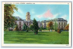 Annapolis Maryland MD Postcard Mahan Hall US Naval Academy c1920s Vintage Trees