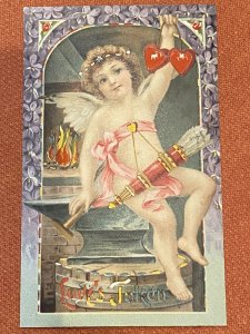 J78/ Valentine’s Day Postcard c1910 Hold-to-light HTL Cupid Excellent 447