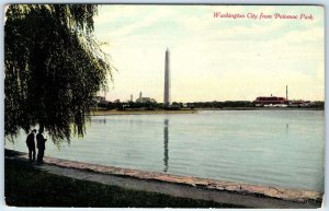 c1910s Washington DC Potomac River Park Capitol Monument PC Tree Gentlemen A323