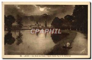 Old Postcard Agen The Banks Of The Canal & # 39Eglise Sainte Foy and La Cathe...