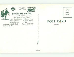 Unused Pre-1980 OLD CARS & SHOW ME MOTEL Columbia Missouri MO M0611