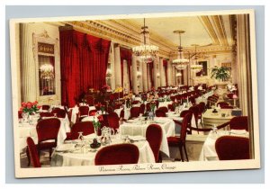 Vintage 1930's Advertising Postcard Victorian Room Palmer House Chicago Illinois