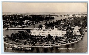 Birds Eye View St. Francis Hospital Miami Beach Florida FL RPPC Photo Postcard