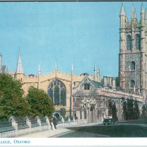 c1960s Oxford England Magdalen College Great Tower Street View Salmon Postcard