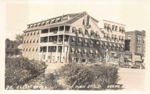 RPPC ELLIS HOTEL MAIN STREET KEENE NEW HAMPSHIRE REAL PHOTO POSTCARD (1950s)