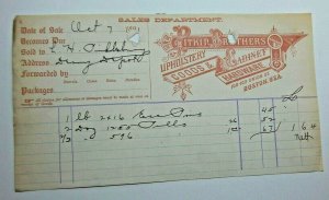 1891 Pitkin Brothers Upholstery Goods Cabinet Hardware Boston MA Letterhead