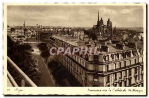Dijon Old Postcard Panorama to the Cathedral St Benigne