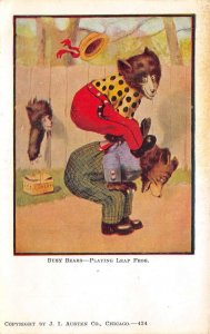 Busy Bears Dressed Bear Playing Leap Frog Vintage Postcard AA67823