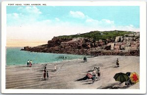 VINTAGE POSTCARD VIEW OF FORT HEAD AT YORK HARBOR MAINE (1920s)