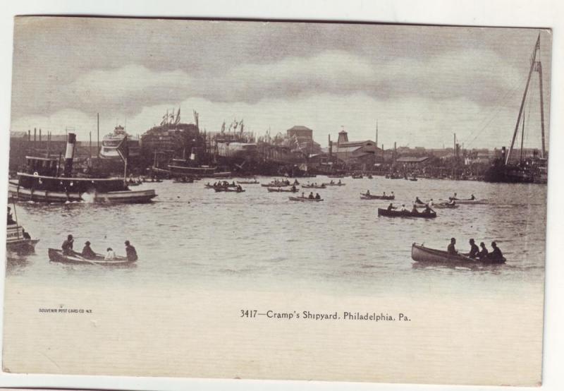 PC43 JLs postcard 1903 pm boats tugboats cramps shipyard pa