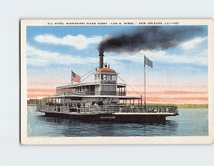 Postcard All Steel Mississippi River Ferry Leo B. Bisso New Orleans LA USA