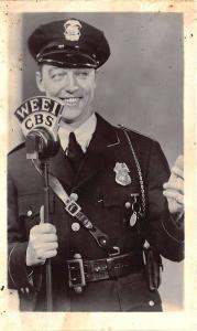 Boston MA WEEI CBS Radio Station Policeman RPPC Real Photo Postcard