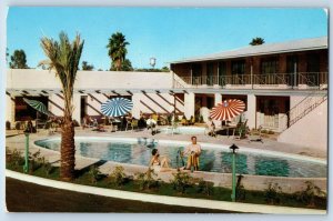 c1950's Flamingo Hotel & Restaurant Swimming Pool Guest Phoenix Arizona Postcard