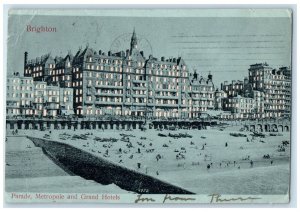 1902 Parade Metropole And Grand Hotels Brighton Hold To Light HTL Postcard