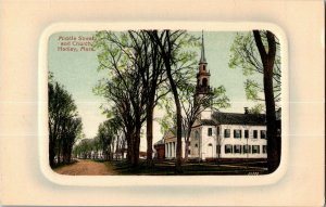 Middle Street and Church, Hadley MA Embossed Vintage Postcard L22