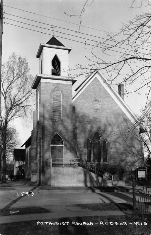 Hudson Wisconsin Methodist Church Real Photo Antique Postcard K11967