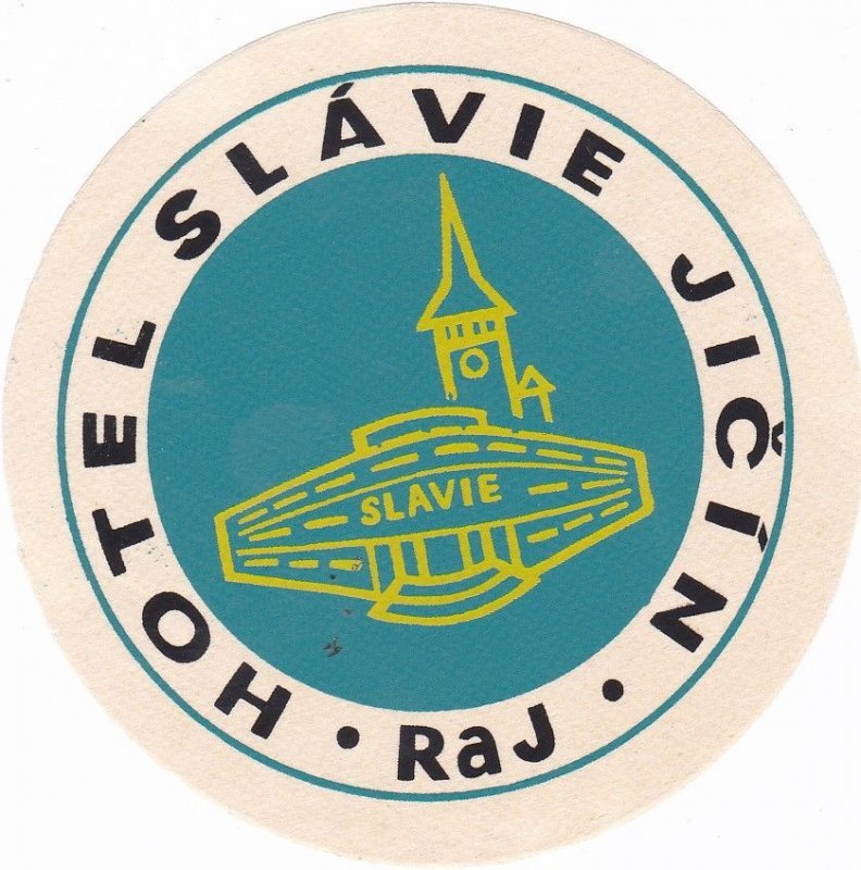 Czechoslovakia Raj Hotel Slavie Jicin Vintage Luggage Label sk3671