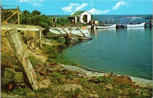 Outer Banks North Carolina Harbor Old Boats Postcard VTG UNP Koppel Vintage 