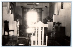 c1940's Living Dining Room Interior View Calcutta India RPPC Photo Postcard