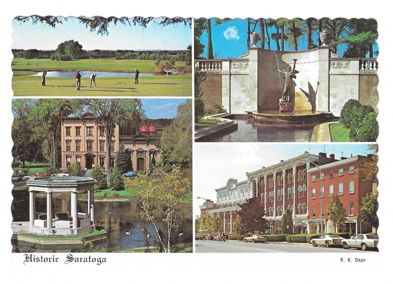 New York Saratoga Springs Multi View Golf Course Hotels Vtg NY Postcard 4X6
