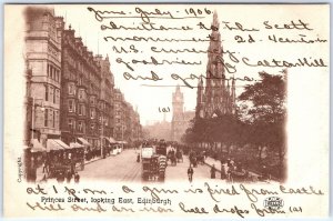 c1906 Edinburgh, Scotland Princes St East Photo Postcard Trolley Post Office A71