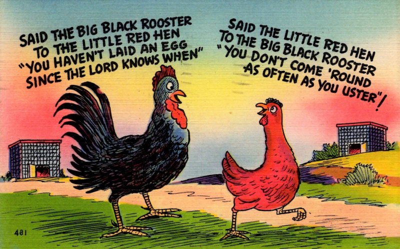 Comic - The Big Black Rooster says to the Little Red Hen - in 1944