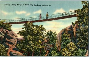 Bridges Postcard Swing Along Bridge Rock City Gardens Lookout Mountain Georgia