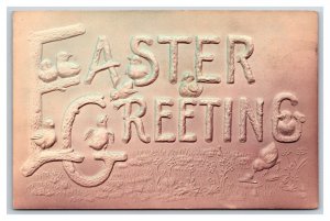 Large Letter Easter Greetings Airbrushed Embossed DB Postcard  H27