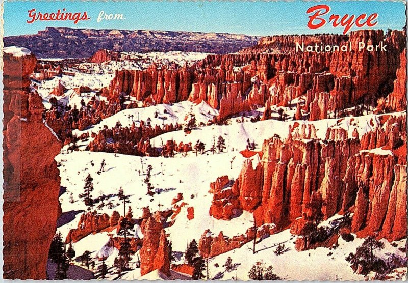 Queens Garden Wintertime Bryce Canyon Nat'l Park Postcard Continental View Card