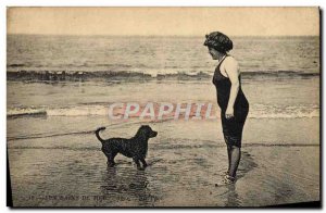 Postcard Old Women Jersey Dog Bath