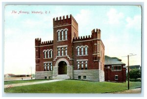 1905 The Armory, Westerly, Rhode Island RI Antique Unposted Postcard 
