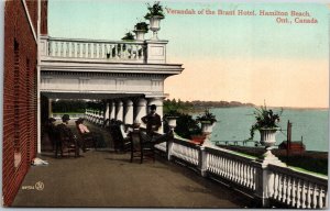 Postcard ON Hamilton Beach Verandah of the Brandt Hotel Lake View 1911 K65