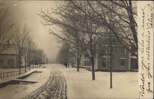 Bingham Maine ME Winter Road Scene c1910 Real Photo Postcard