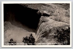 Cumberland Falls State Park KY RPPC Looking Down The Falls Postcard V28