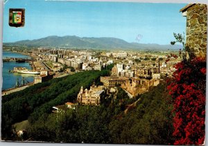 Postcard Spain birds eye view of Malaga