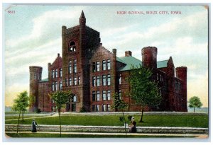 c1910 High School Exterior Building Sioux City Iowa IA Vintage Antique Postcard