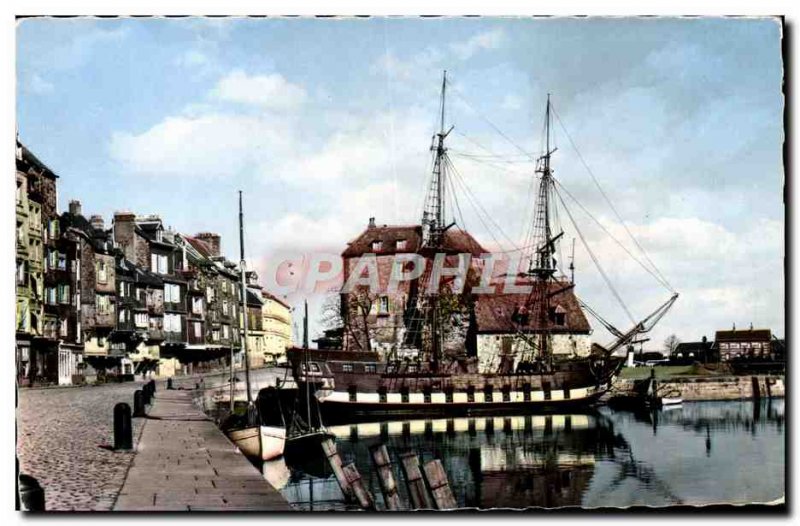 Modern Postcard Honfleur Lieutenancy and the Caravelle boat in 1938