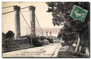 Gray Postcard Old Suspension Bridge