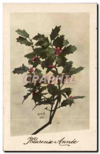 Holidays - Holiday - Happy Year - Happy New Year - Holly - holly - Old Postcard