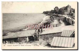 Old Postcard Saint Aubin sur Mer The Beach